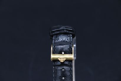  Jaeger-LeCoultre in 18K yellow gold, Swiss of the 1980s, leather strap and signed...