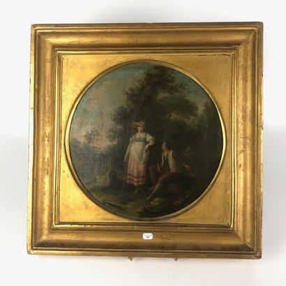 null GERMAN SCHOOL from the end of the 18th century Pastoral scene in a circle painted...