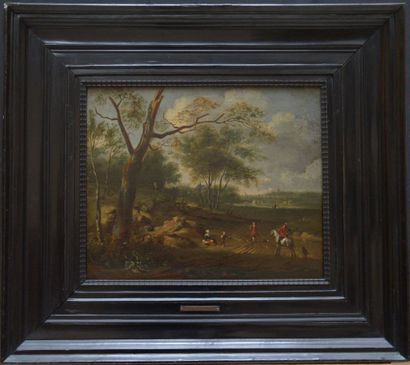 null HOLLAND SCHOOL circa 1700, follower of Jan Wijnants La Chasse aux faucons Canvas...