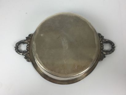 null LEGUMIER covered in silver with leafy side grips, the lid encircled with pearls,...