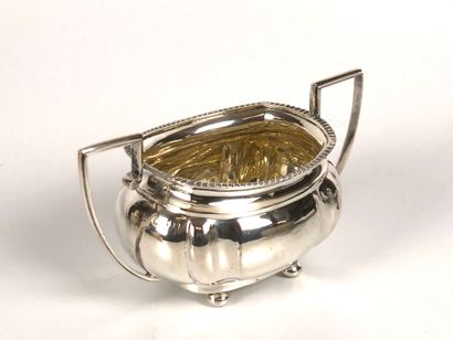 null English silver set including : - three pourers - one sugar bowl - one cream...