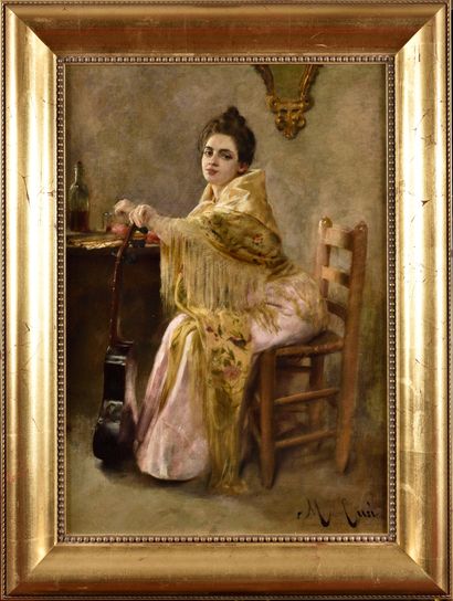 Manuel CUSI Y FERRET (1857-1922) Femme assise...