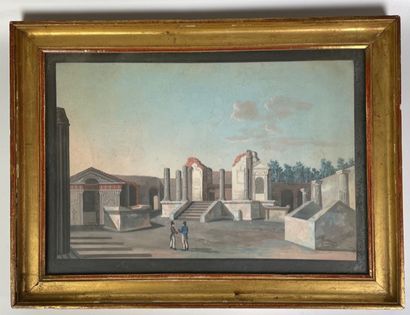 null 19th century ITALIAN SCHOOL View of Pompeii Pair of framed gouaches 30 x 43...