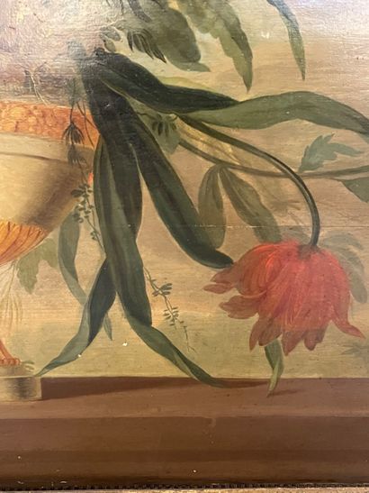 null ECOLE FRANCAISE Fin XVIIIe siècle Bouquets de fleurs dans des vases Paire de...