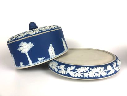 null WEDGWOOD Pair of cheese bells on their circular frames in enamelled biscuit...