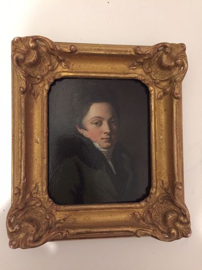 null ECOLE FRANCAISE VERS 1810 Portrait de jeune garçon Huile sur panneau 14 x 20...