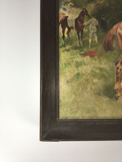 null ECOLE FRANCAISE Fin XIXe siècle Le Jockey Huile sur toile 40 x 49.5 cm (res...