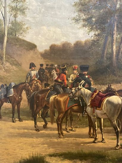 null Charles BOMBLED (1862-1927) Napoléon et ses officiers Huile sur toile Signée...