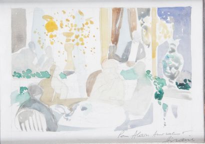 null CAMILLE HILAIRE (1916-2004) Le Restaurant Watercolour and graphite on paper...