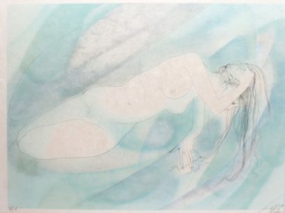 null JEAN-BAPTISTE VALADIÉ (1933-) Elongated nude Lithograph on paper Japan Signed...