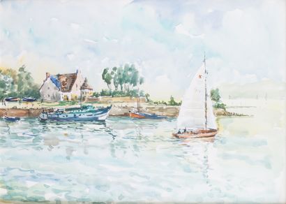 null ROBERT LAVOINE (1916-1999) Le Pouliguen Watercolour Signed lower right and located...