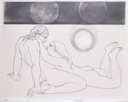 null PIERRE-YVES TREMOIS (1921-) Les amoureux Engraving Signed and numbered 52/75...