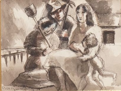 null BERTRAND MOGNIAT-DUCLOS (1903-1987) Maternity ward Indian ink, wash and charcoal...