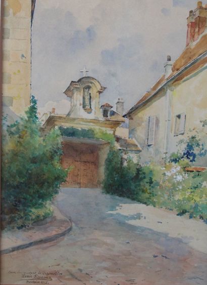 null LUIS JIMÉNEZ Y ARANDA (1845-1928) Pontoise, 1915 Watercolour Signed, located...