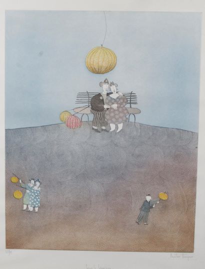 null CHRISTINE THOUZEAU (1942-) Sous le lampion Gravure Signé, titré et numéroté...