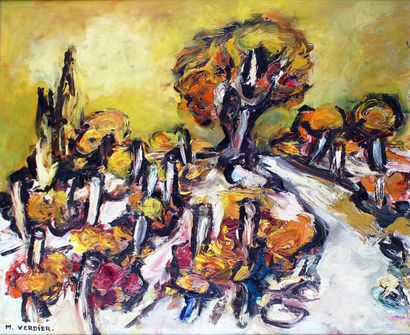 null MAURICE VERDIER (1919-2003) Chemin dans les vignes, 1970 Oil on canvas Signed...