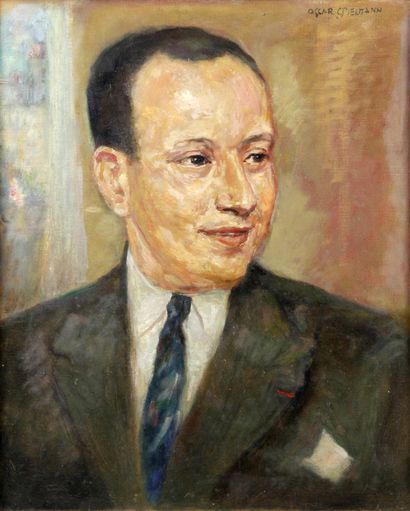 null OSKAR SPIELMANN (1901-1975) Portrait d'homme Huile sur toile Signé en haut à...