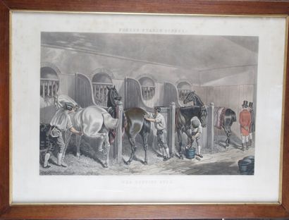 null D'APRES J.F. HERRING. "The hunting stud". gravure en couleur. 29 x 39 cm. Encadré...