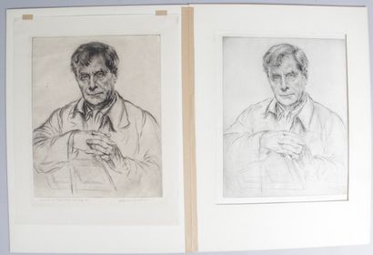 null Arthur William HEINTZELMAN (1890-1965) « Portrait de Charles Munch » Eau forte...