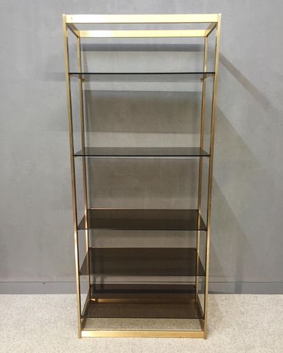 null ARTELANO EDITOR'S WORK OF THE 1980's ARTELANO EDITOR Brass bookcase, smoked...