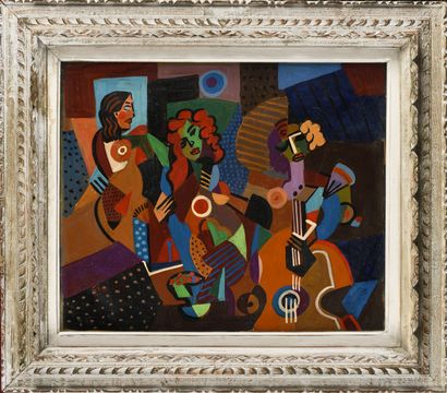  JOZEF POPCZYK (1890-1971) Untitled (Three Musicians) Oil on panel Signed lower left...