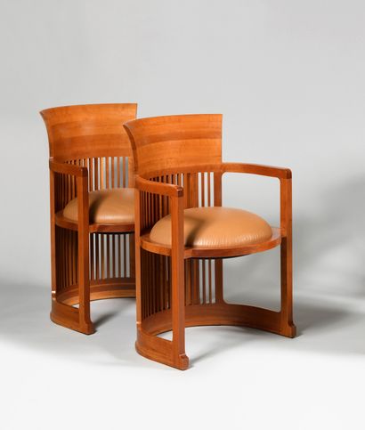  FRANK LLOYD WRIGHT (1967-1959) CASSINA Editeur 606 ou Barrel chair, modèle créé...