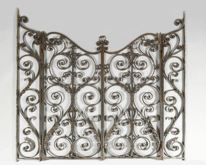 WORK OF THE 1950's Pair of wrought iron doors...