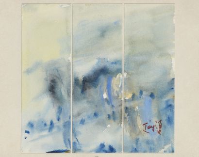  T’ANG HAYWEN (1927-1991) Sans titre, 1990 Encre sur papier (triptyque) Signée en...