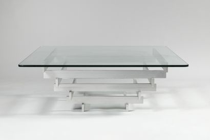 null DAVID HICKS (1829-1998) Scultura Square coffee table with glass top on a pyramid...