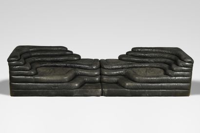  UBALD KLUG (Born in 1932) From SEDE Publisher " Terrazza " Pair of stepped sofas...