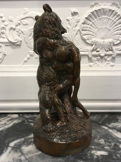 null Emmanuel FREMIET (1824-1910) The Bear and Gladiator. Old edition proof in bronze...