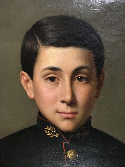 null ECOLE FRANCAISE du XIXe siècle Jeune officier Huile sur toile 74 x 60 cm