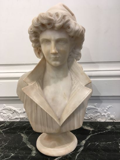 null 19th century ITALIAN SCHOOL Neapolitan Fisherman Bust on white marble pedestal...