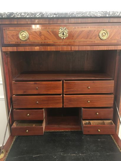 null Rectangular shaped SECRETARY in veneer wood, opening on the front on a drawer,...