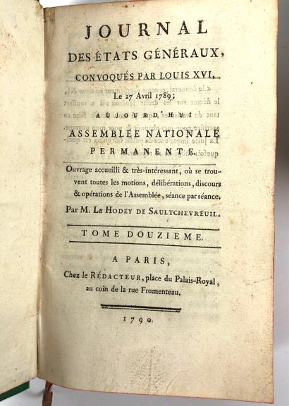  JOURNAL DES ETATS GENERAUX convoked by Louis XVI, April 27, 1789 -Eight volumes...