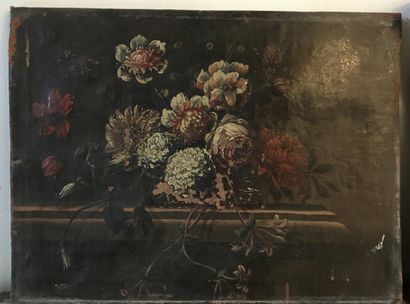null ECOLE FRANCAISE du XVIIIe siècle Natures mortes aux bouquets de fleurs Paire...