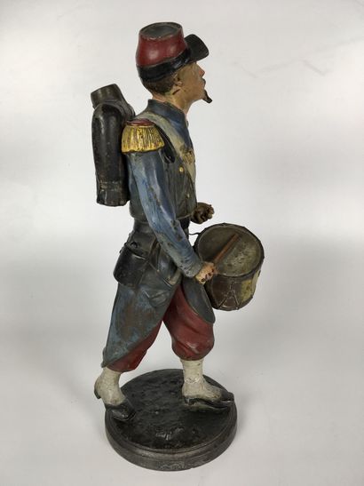 null Émile-Coriolan GUILLEMIN (1841-1907) Drum Major Group in polychrome ruler High:...
