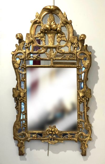 Large MIRROR with gilded wood moulded and...