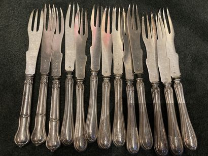 null 
10 MELON FORK silver blades model rabbeted net.

and 3 MELON FORKS silver blades...