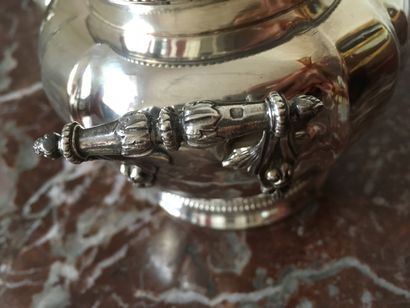 null TEA AND COFFEE SERVICE in silver, ebony handles, including a teapot, a coffee...