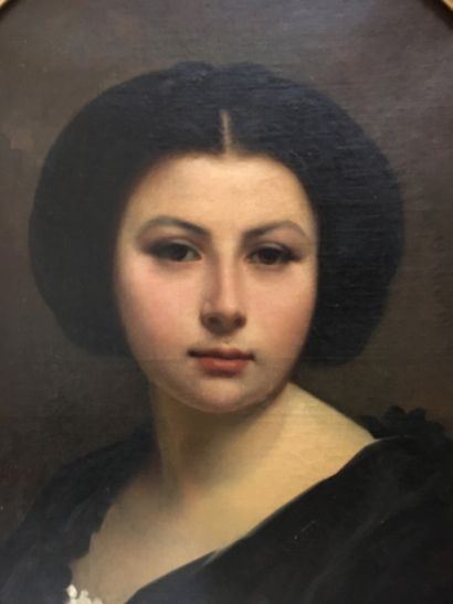  Alexis-Joseph PÉRIGNON (1806-1886) Portrait présumé d'Emilie Lépine Huile sur toile...