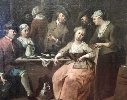 null Jean-Baptiste LAMBRECHTS (1680-1731) Le repas sous les arbres Huile sur toile...