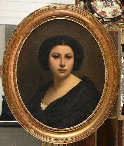  Alexis-Joseph PÉRIGNON (1806-1886) Portrait présumé d'Emilie Lépine Huile sur toile...