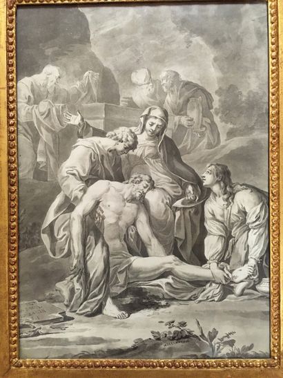 null Jean-François CLERMONT (1717-1807), Attribué à La Mise au tombeau Lavis gris...