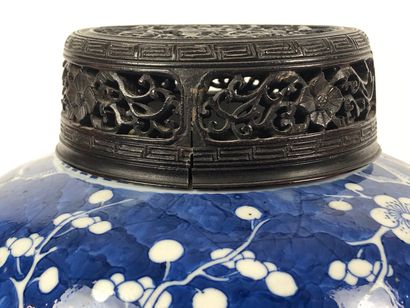 null 
CHINE

Pot a gingembre en porcelaine de forme ovoïde à fond bleu décoré de...