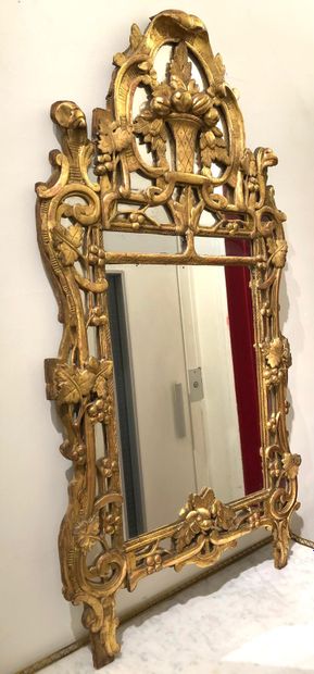 Large MIRROR with gilded wood moulded and...