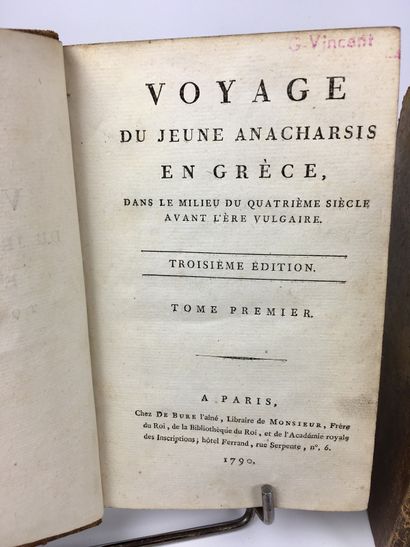  Jean-Jacques BARTHELEMY (1716-1795) Voyage du jeune Anacharsis en Grèce, dans le...