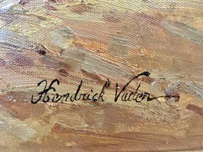 null Hendrick VADER (1928-1997) Bord de mer animé Huile sur toile Signée en bas à...