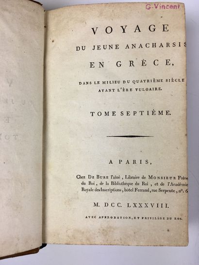 null 
Jean-Jacques BARTHELEMY (1716-1795)

Journey of the young Anacharsis to Greece,...