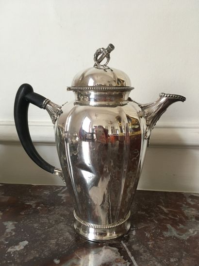 null TEA AND COFFEE SERVICE in silver, ebony handles, including a teapot, a coffee...